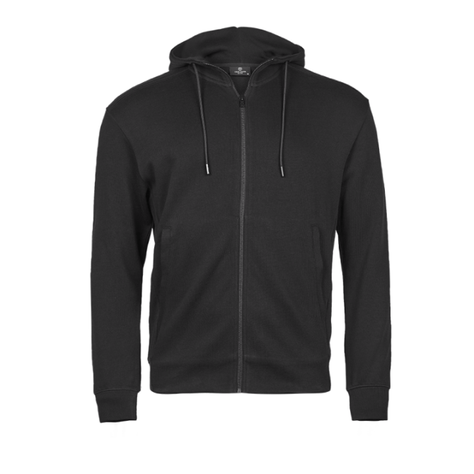 Ribbed interlock hooded full zip